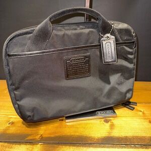 Coach Black Nylon iPad Laptop Bag‎ Briefcase Case Sleeve Top Handle Travel Work